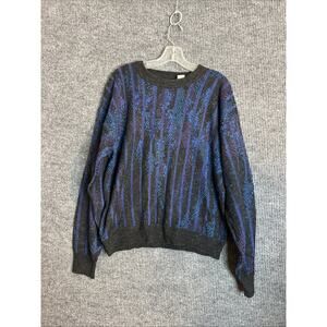 Vintage Sweater Graphix Mens Sweater Size XL Striped Crew Neck Pullover Grandpa